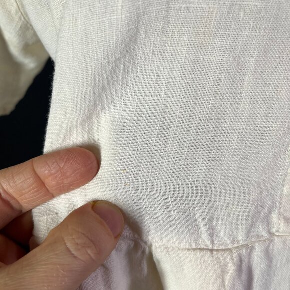 FLAX Size S Cream Short Sleeve Tunic Shirt Collared *Flaw - Picture 4 of 13